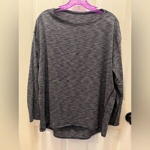 🍋 LIKE NEW  Lululemon Back In Action L/S in Space Dye Black/Dark Shadow - Sz 10